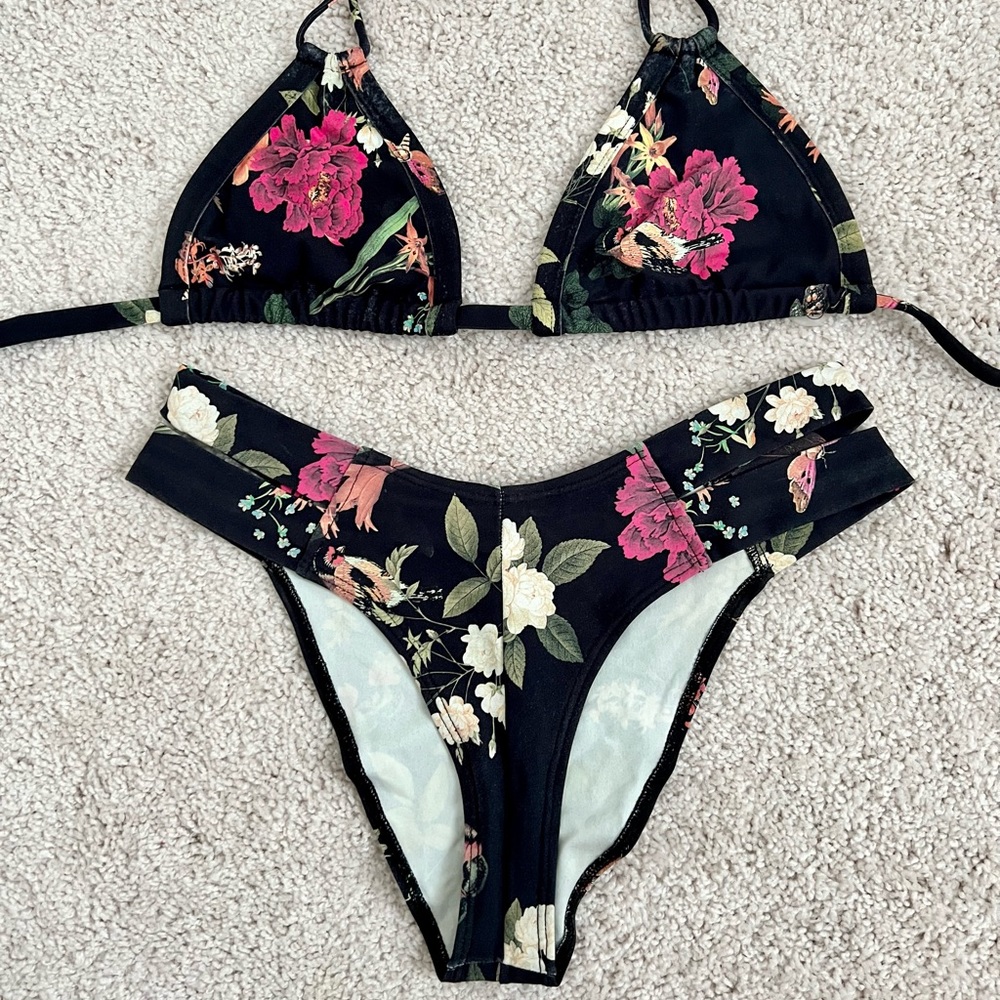 Montce black floral bikini